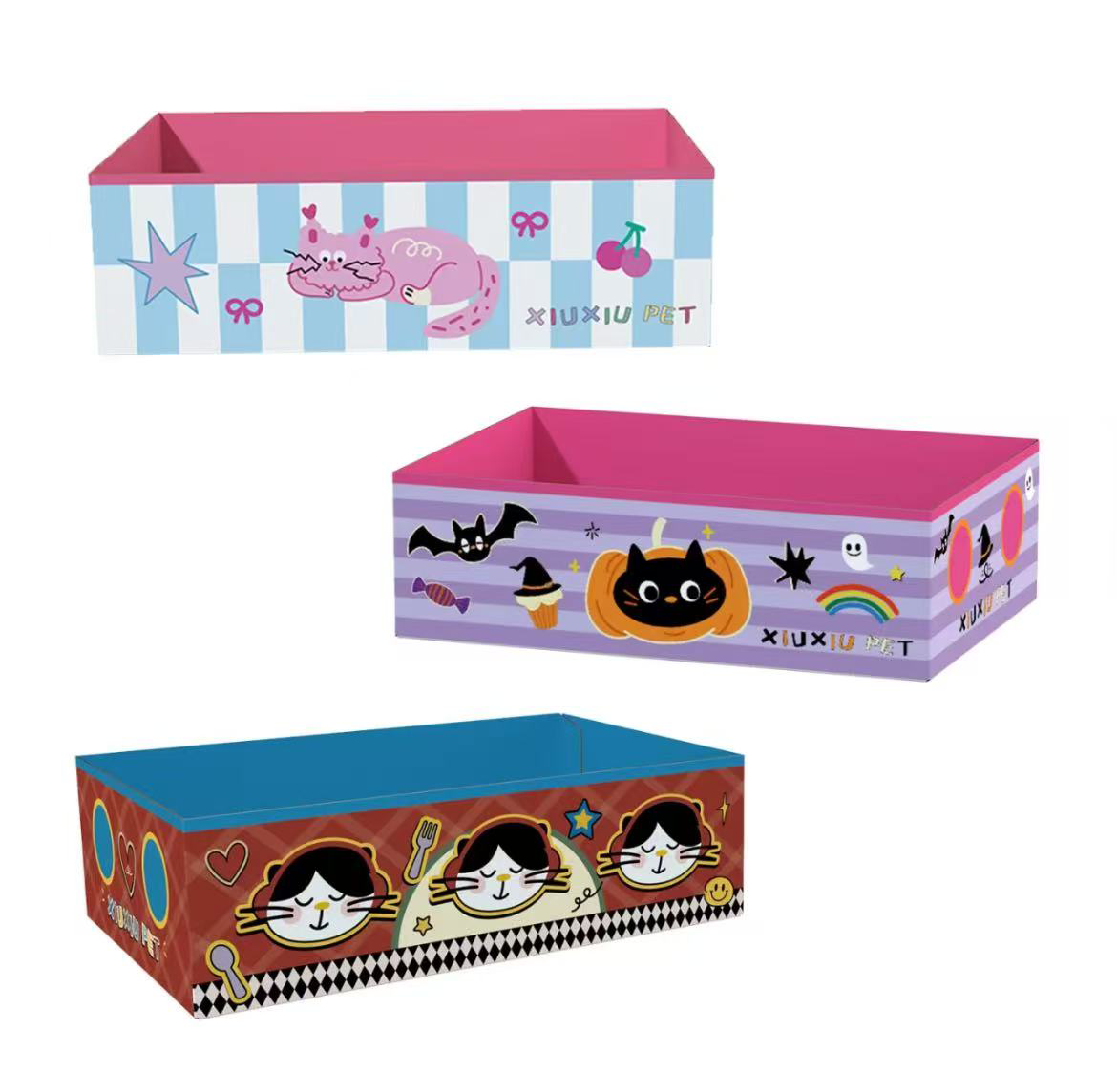 Secret Garden Cat Scratch Box | Mystery Eco-Cardboard Collection with 3 Whimsical Designs